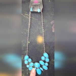 Paparazzi Silver Necklace with Blue Pendant